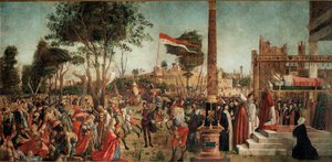 Ciclo de la vida de Santa Úrsula: el Martirio de los Peregrinos y el Funeral de Santa Úrsula de Vittore Carpaccio