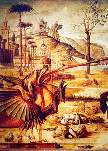 (detalle) de San Jorge matando al dragón, c.1502-07 de Vittore Carpaccio
