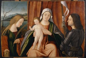 Madonna y el Niño con Santa Catalina de Alejandría y San Jorge o San Liberal de Vittore Carpaccio