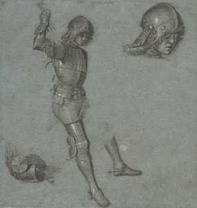 Estudios de un joven sentado en armadura de Vittore Carpaccio