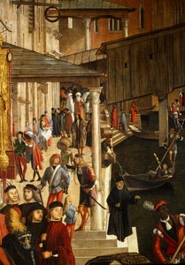 El milagro de la reliquia de la Santa Cruz en el Puente de Rialto en Venecia (detalle)