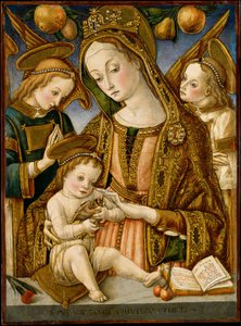 Madonna y el Niño con dos ángeles, ca. 1481-82 de Vittore Crivelli