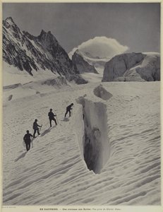 En la región de Dauphiné de los Alpes franceses: una grieta en el Glaciar Blanco en la Barre des Écrins de Vittorio Sella