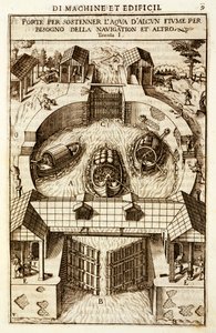 Máquina hidráulica para una esclusa de canal o río, 1607 de Vittorio Zonca