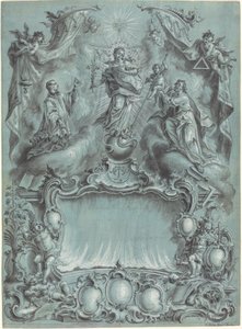 Un Escenario Rococó Elaborado con la Virgen y el Niño y Santos Derrotando el Mal, la Herejía y el Amor Profano de Vitus Felix Rigl