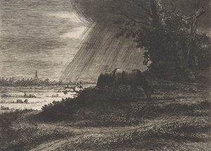 Paisaje con tormenta, siglo XVIII-principios del siglo XIX de Vivant Denon
