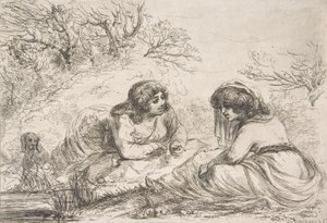 Dos mujeres en un paisaje, finales del siglo XVIII-principios del siglo XIX