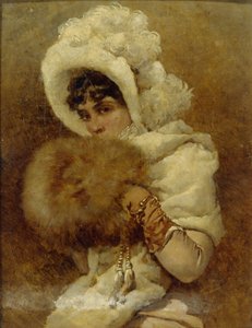 Chica con un manguito, 1884 de Vladimir Egorovic Makovsky