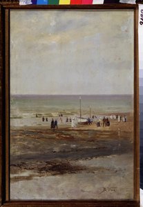 En la playa (En la playa). Pintura de Vladimir Yegorovich Makovsky (Makovsky, Makovskij) (1846-1920), óleo sobre lienzo