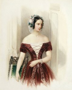 Retrato de la Duquesa Alexandra Nikolaievna de Rusia (1825-1844) Princesa de Hesse Kassel"" (Gran Duquesa Alexandra Nikolaevna de Rusia) Pintura de Vladimir Ivanovich Hau (Gau) (1816-1895) circa 1840 Museo Estatal al Aire Libre de San Petersburgo Peterhof de Vladimir Ivanovich Hau