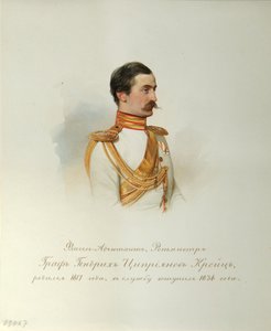 Retrato del Conde Heinrich Cyprianovich von Kreutz (Del Álbum de la Guardia Imperial a Caballo) - Hau (Gau), Vladimir Ivanovich (1816-1895) - 1846-1849 - Acuarela sobre papel - Instituto de Literatura Rusa IRLI (Pushkin-House), San Petersburgo de Vladimir Ivanovich Hau