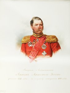 Retrato del General Anton Antonovich von Essen (1797-1863) (Del Álbum de la Guardia Imperial a Caballo) - Hau (Gau), Vladimir Ivanovich (1816-1895) - 1846-1849 - Acuarela sobre papel - Instituto de Literatura Rusa IRLI ( Casa Pushkin), San Petersburgo