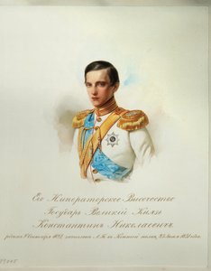 Retrato del Gran Duque Konstantin Nikolaevich de Rusia (1827-1892) (Del álbum de la Guardia Imperial a Caballo) - Hau (Gau), Vladimir Ivanovich (1816-1895) - 1846-1849 - Acuarela sobre papel - Instituto de Literatura Rusa IRLI (Casa Pushkin), San Pedro de Vladimir Ivanovich Hau