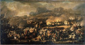 La Batalla de las Naciones de Leipzig en octubre de 1813. También llamada batalla de Leipzig, fue la mayor derrota sufrida por el Gran Ejército de Napoleón (1769-1821). Pintura de Vladimir I de Vladimir Ivanovich Moshkov