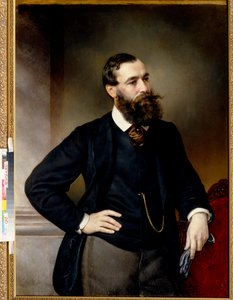 Retrato del jurista y filósofo Boris Nikolaievitch Chicherin (Chicherin) (1828-1904) - Pintura de Vladimir Osipovich Sherwood (Shervud) (1832-1897), óleo sobre lienzo (117x83 cm), finales del siglo XIX - (Retrato del jurista y filosofar política Bo