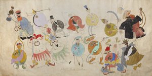 Diseño de vestuario para la obra de teatro Misterio-Bouffe de Vladimir Mayakovsky, 1919 de Vladimir Vladimirovich Mayakovsky