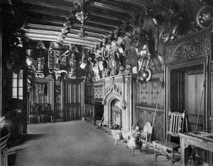 El salón de Abbotsford Hall, cerca de Melrose, Escocia, 1924-1926