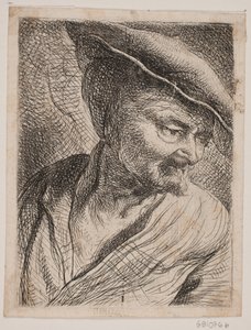 Retrato de un hombre mirando hacia abajo de W.A. Müller