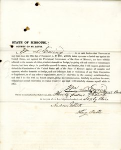 Juramento de lealtad de Wm. L. Ewing de Missouri, Condado de St. Louis
