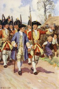 "Todo ese día el sargento y el joven soldado marcharon juntos" (litografía en color) de W.R.S. (after) Stott