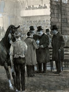 El rey Eduardo VII en el Hackney Horse Show presentando la copa