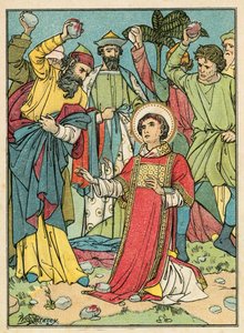 Lapidación de San Esteban (litografía en color)