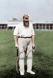 Dr. WG Grace, jugador de críquet inglés, jugando para el London County Cricket Club, c1899
