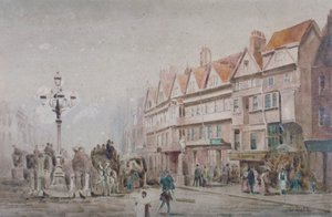 Vista al este a lo largo del lado sur de Holborn y Stable Inn, Londres, 1860 de W Allen