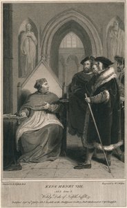 Rey Enrique VIII. Acto 3. Escena 2. Wolsey, Duque de Norfolk, Suffolk & c, 1796 de W. C. Wilson