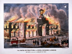Segundo incendio de la Bolsa Real, Londres, 1838