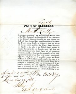 Juramento de lealtad de Wm. Cuddy de Missouri, Condado de St. Louis de W. Cuddy