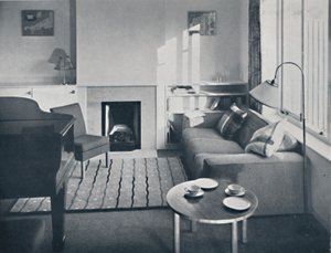 Elsa Booth - Sala de estar diseñada para acomodar un gran piano de cola, 1939 de W. Dennis Moss