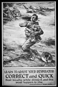 Cartel del Ejército Americano advirtiendo sobre ataque de gas de W. G. (after) Thayer