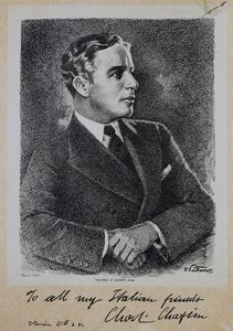 Retrato de Sir Charles Spencer Chaplin (1889-1977), actor y director inglés de John Ward Dunsmore