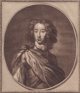 Retrato de William de Dinamarca y Noruega, Duque de Gloucester (1689-1700), grabado en cobre por John Goldar (1729-1795) después de una pintura de G Kneller, 20x17 cm, de la Historia de Inglaterra por Paul de Rapin, Edición de Harrison, Londres, 22 de ener de John Ward Dunsmore