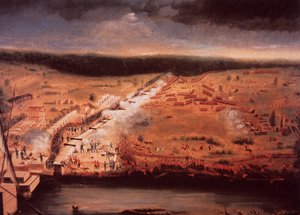 La Batalla de Nueva Orleans (litografía en color)