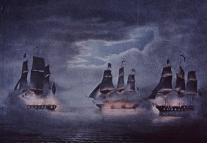 USS Constitution (litografía en color) de John Ward Dunsmore