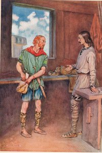 Un marinero entrega a Horacio una carta de Hamlet, de 