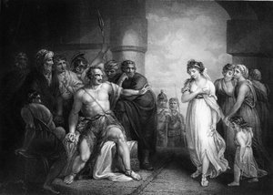 Los filisteos lo capturaron y le sacaron los ojos, mediados del siglo XIX de W. H. Egleton