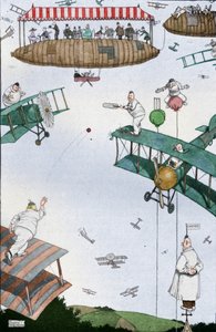 Un partido de cricket aéreo del futuro, c. 1918-1919 de William Heath Robinson