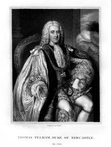 Thomas Pelham-Holles, 1er Duque de Newcastle-upon-Tyne, estadista Whig británico, 1831 de W. Holl