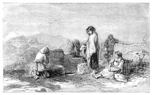 Peregrinos al Pozo Sagrado - por F.W. Topham - de la nueva exposición de acuarelas de W. J. Linton