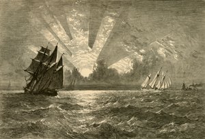 Puesta de sol, Lago Michigan, 1874 de W. J. Linton