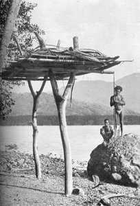 Plataforma mortuoria en Nueva Guinea, 1902 de W. Lindt