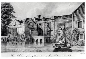 Vista de la casa que fue residencia de Guy Fawkes en Lambeth, c.1850 de W. Read