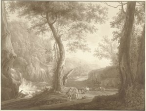 Paisaje de montaña con Cabrero y Viajero de W. Regnu (possibly)