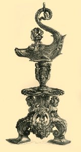 Lámpara en forma de criatura marina similar a una esfinge, c. 1510-1530, 1881 de W. W. McCarty