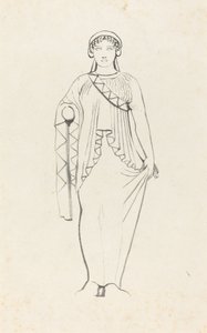 Estatua en el frontón sobre el frente oeste de un templo en Egina de W. Walton after John Flaxman