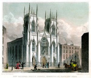 Nueva Iglesia Nacional Escocesa, Sidmouth Street y Grays Inn Road, Londres, 1829 de W Watkins