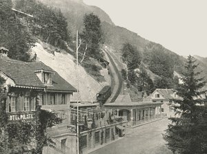 Punto de partida del Ferrocarril Pilatus, Alpnachstad, Suiza de W and S Ltd